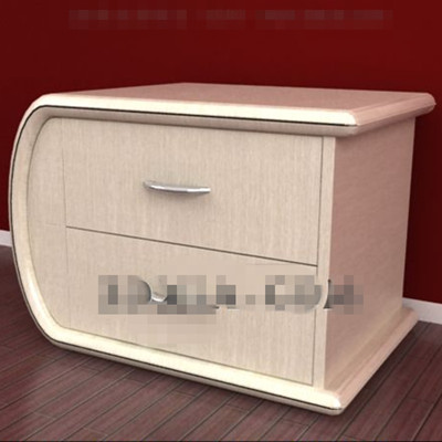 Yellowish curved bedside cabinets