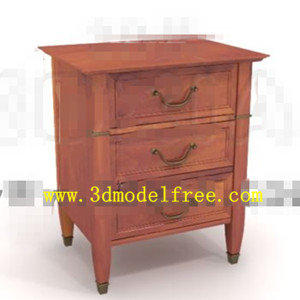 Three-drawers wooden bedside cabinet