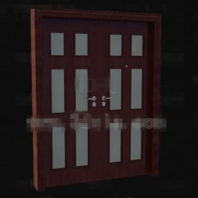 Reddish-brown wood metal handles door