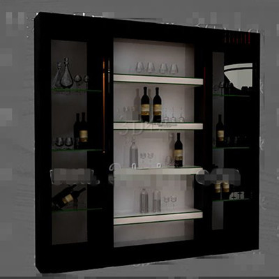 Black glass doors wine cabinet