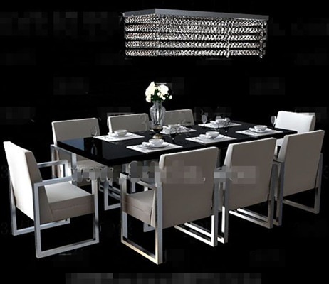 Long black dining table combination