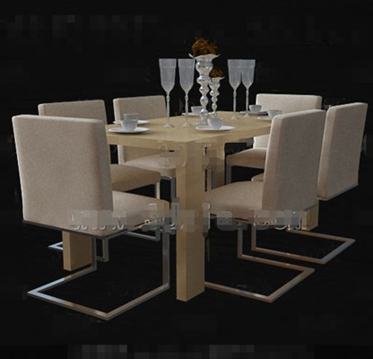 Warm beige long dining table combination
