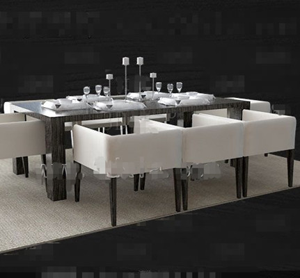 Dark long dining table combination