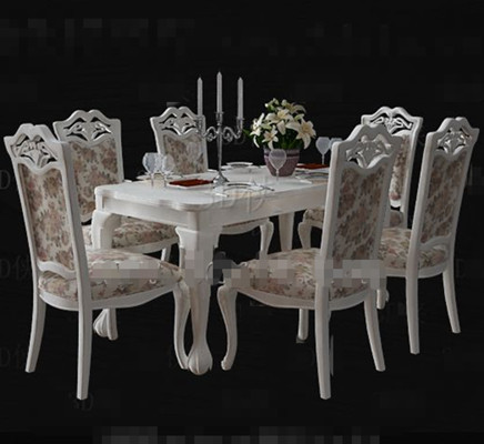 White floral pastoral style dining table