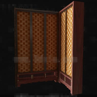 Brown screen-type wooden wardrobe