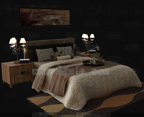 Brown theme simple double bed