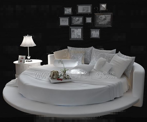 White fashion personality round double bed