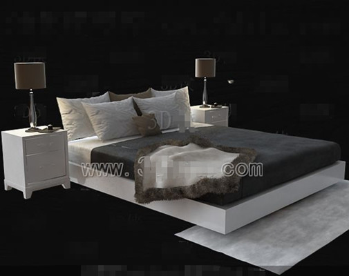 White simple double bed