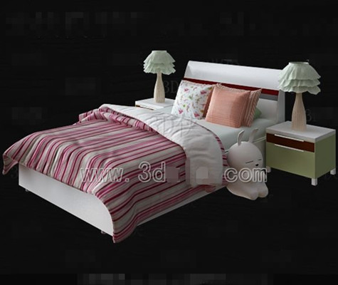 Pink and white bed linen Children bed