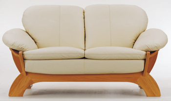 European light-colored leather sofa -2