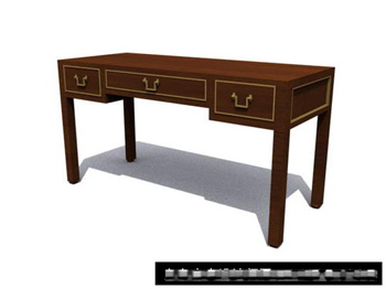 Rectangular wooden desk drawer 3D model