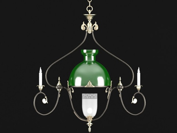 European green shade simple chandelier