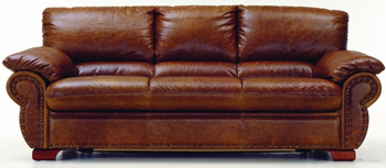 Modern brown three seats leather sofa