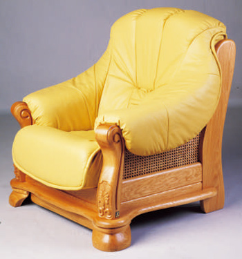 European-style wooden base leather seat sofa