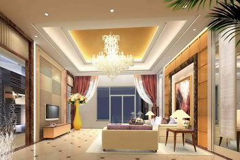 Modern golden warm tone living room