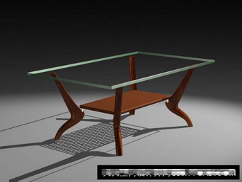 Wooden glass tea table 3D Model