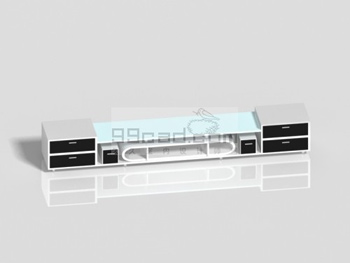 Black and white mosaic fashion TV cabinet 3D model