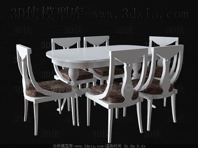 White wooden Dining table and chairs