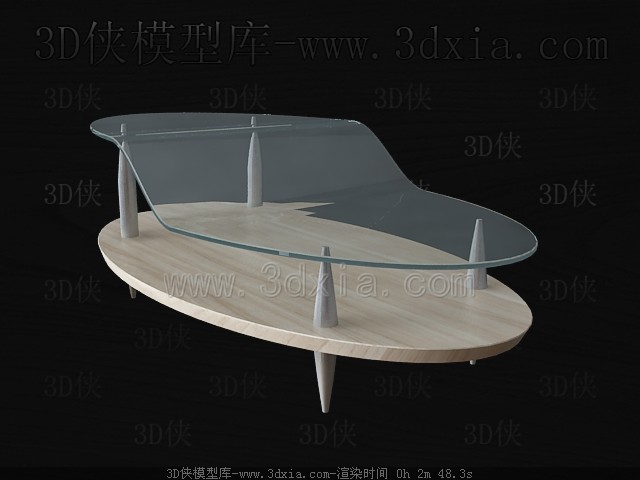 Wooden glass combination tea table