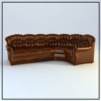 Brown multiplayer leather sofa 3D models