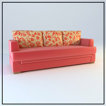 Double pink household soft cloth art sofa 3D models