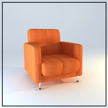 The orange cloth single recreational sofa chair 3D models