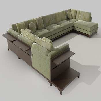 Green whole cloth art sofa combination 3D models