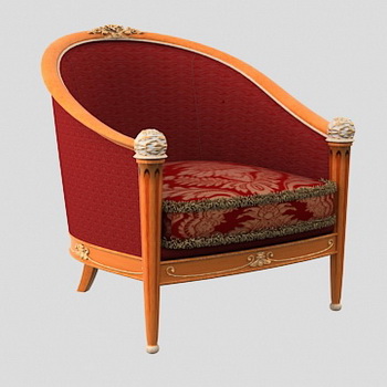 European red woodiness cloth art recreational sofa chair 3D models