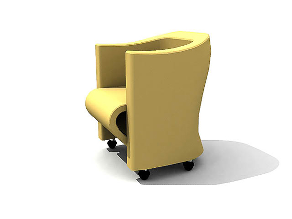 Chinese single yellow sofa chair with wheels