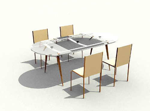 Contracted type glass chair 3D models
