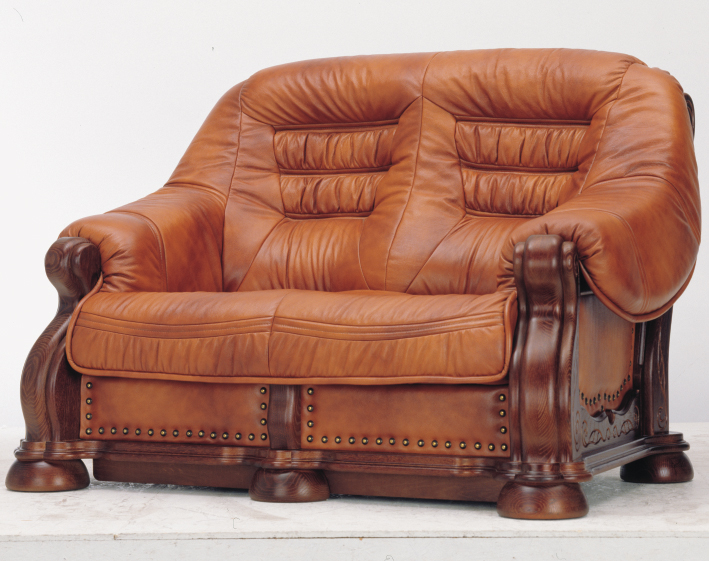 European wood bottom carved cowhide double sofa 3D models (including material)