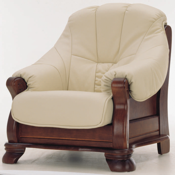 European white wood bottom leather chair 3D models