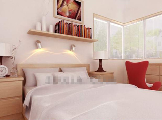 White modern minimalist bedroom