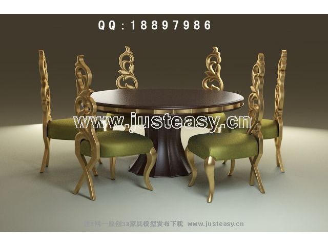 European-style round tables and chairs 3D Model (including materials)