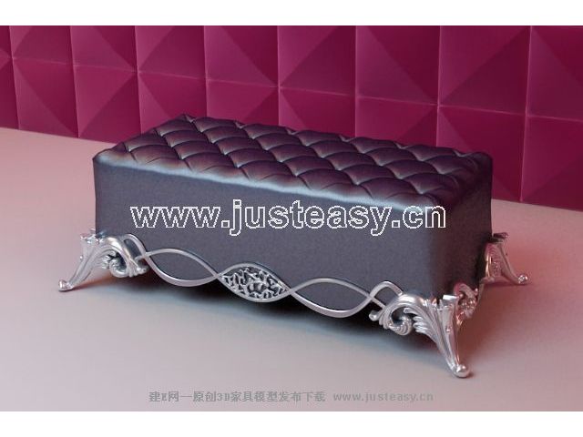 Gray Continental Classic bedside stool 3D model (including materials)
