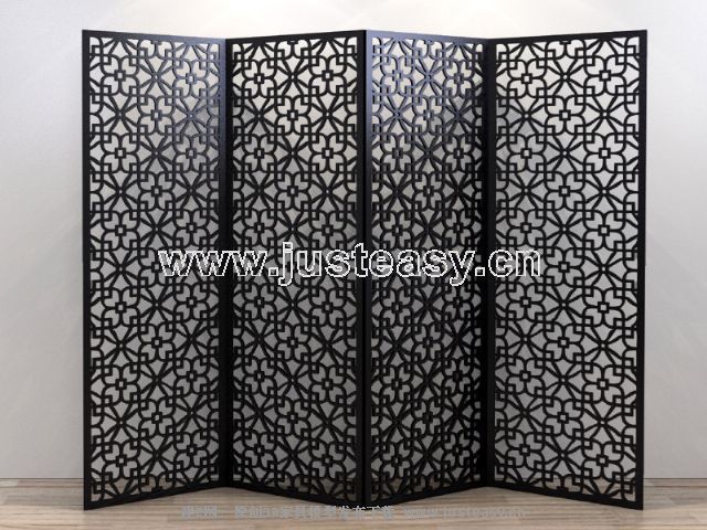 Black Sizhe carved screen 3D model (including materials)