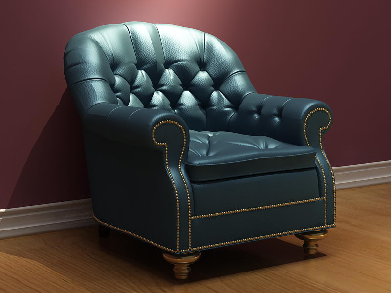 Retro leather sofa 3D model (including materials)
