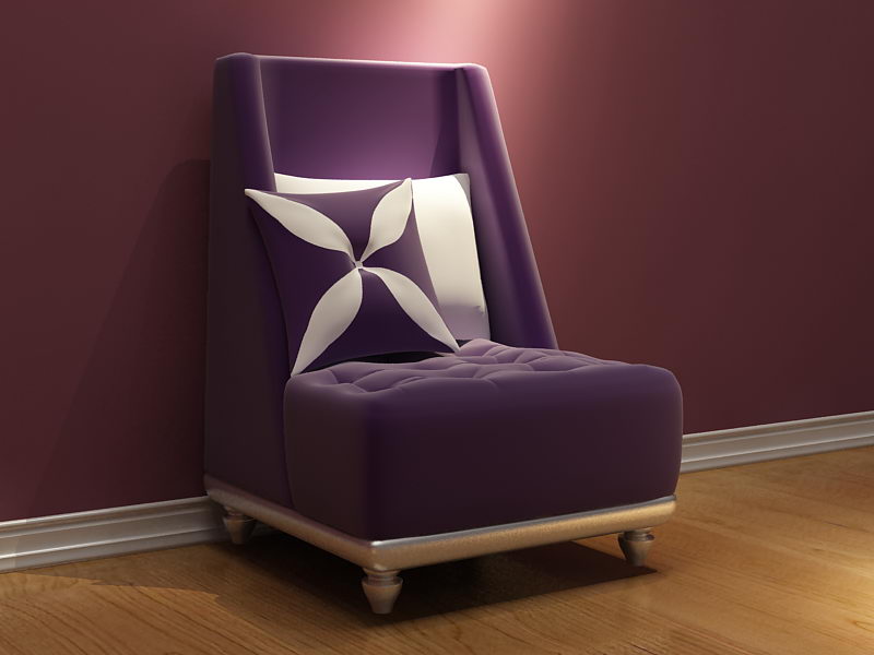 European purple single sofa 3D model (including materials)