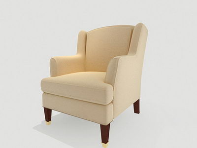 Classic beige fabric sofa 3D model (including materials)