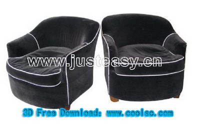 Black leisure sofa 3D model (including materials)
