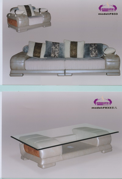 Light-colored sofa and coffee table 3D Model of Business