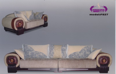 European style wooden fabric sofa 3D model