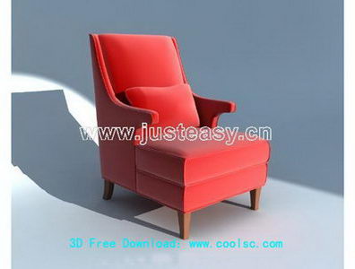 European red chair 3D model (including materials)