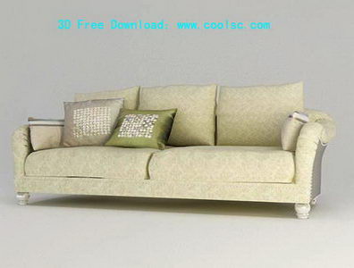 European fabric sofa 3D model grid (including materials)