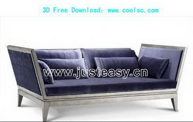 3D model of a blue sofa over portfolio (including materials)