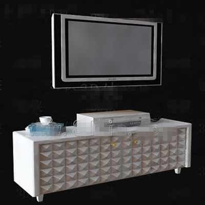 White simple diamond pattern TV cabinet