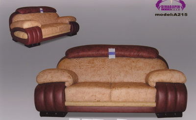 Yellow leather sofa 3D model over the boss