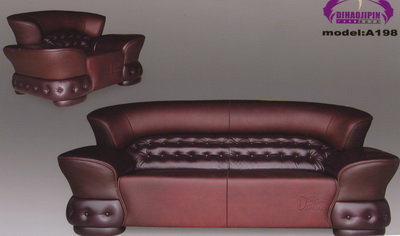 Brown leather sofa 3D model over the boss