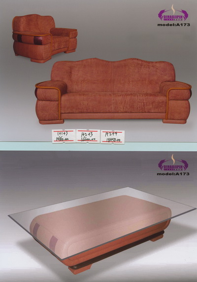 Brown sofa and coffee table 3D model of the boss