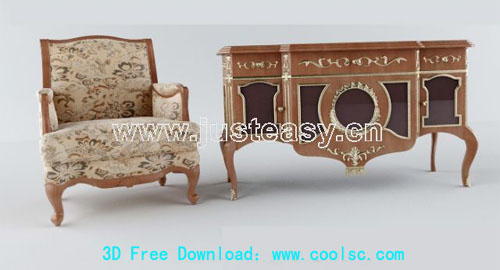 European-style retro furniture 3D model (including materials)